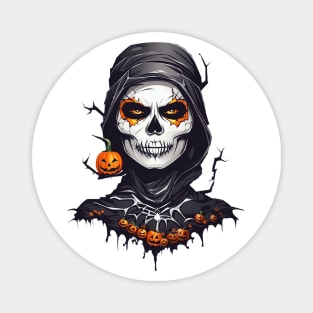 Halloween Black Cloaked Skeleton AI Art Magnet